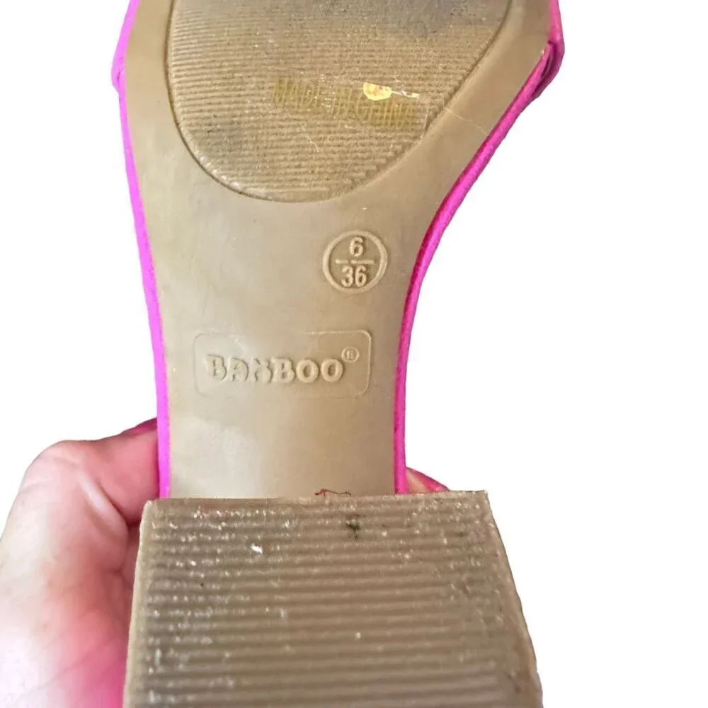 Bamboo Nicole Square Open Toe Block Chunky Heel Barbie HOCO‎ Pink Size 6